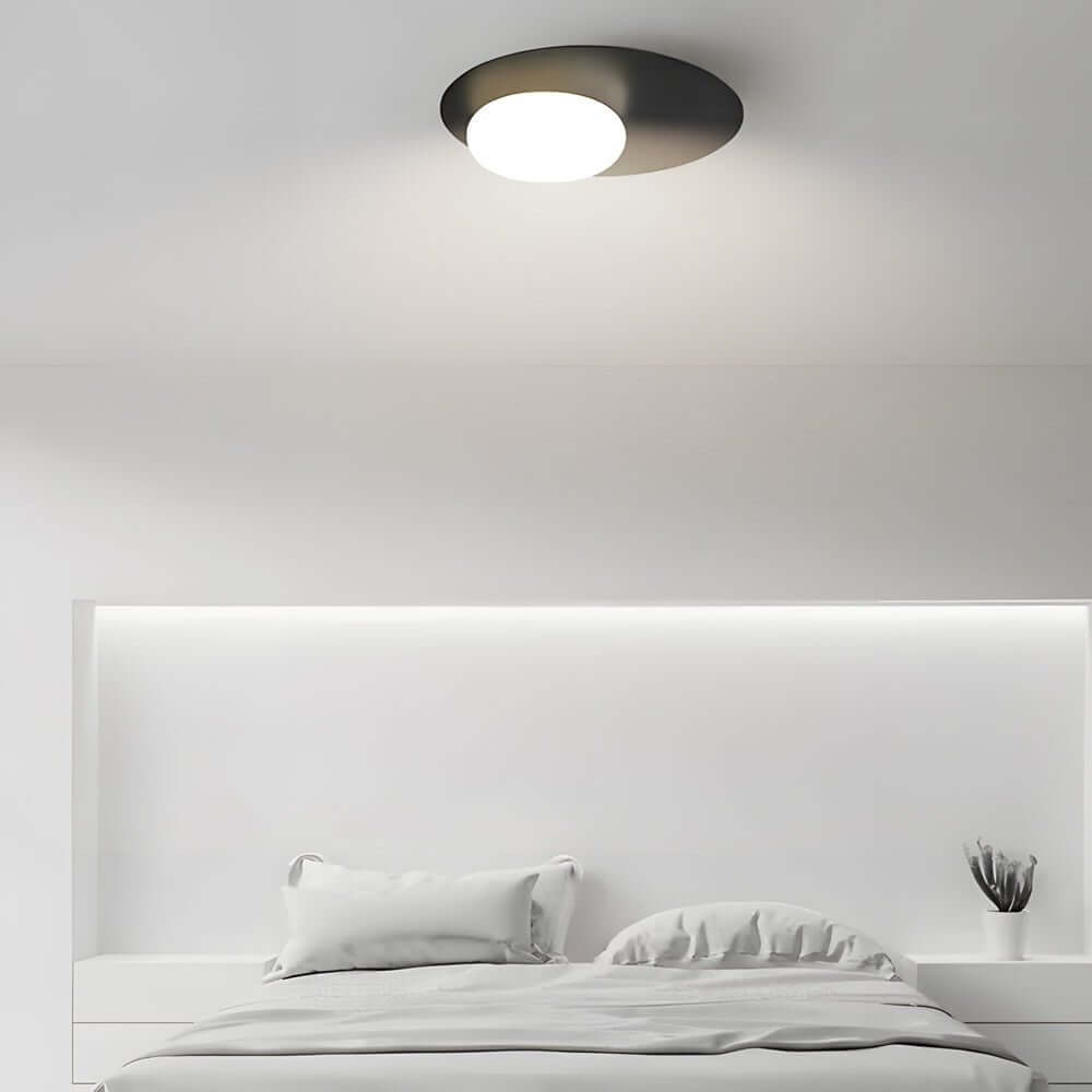 1-Light LED Oval Metal White Glass Flush Mount Ceiling Light