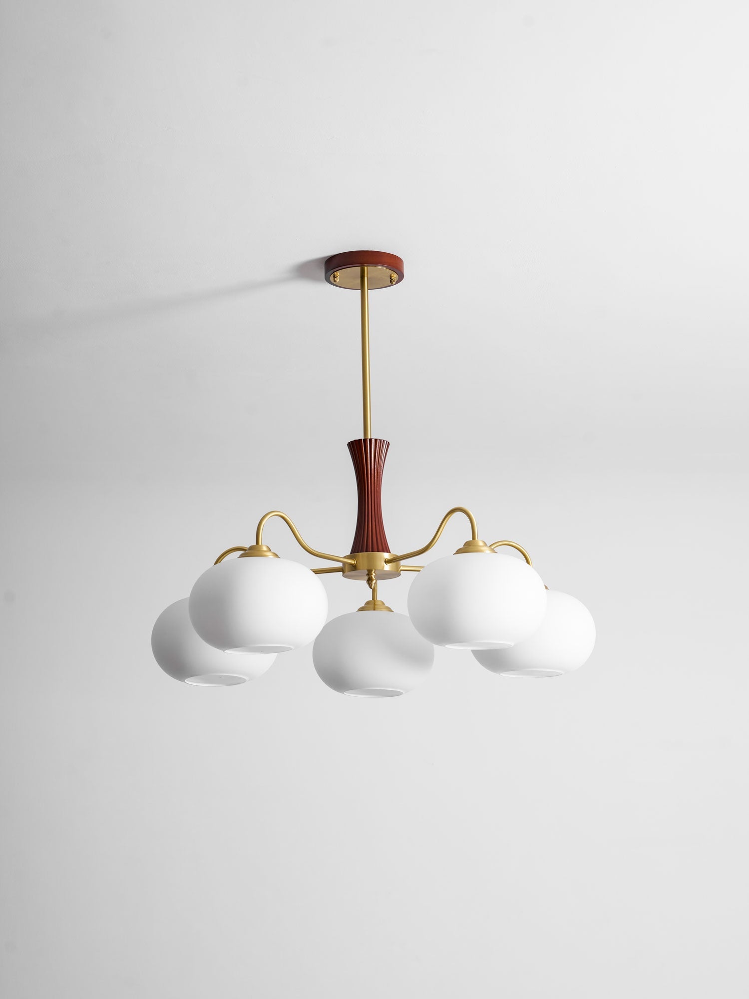 Persimmon Brass & Walnut Chandelier