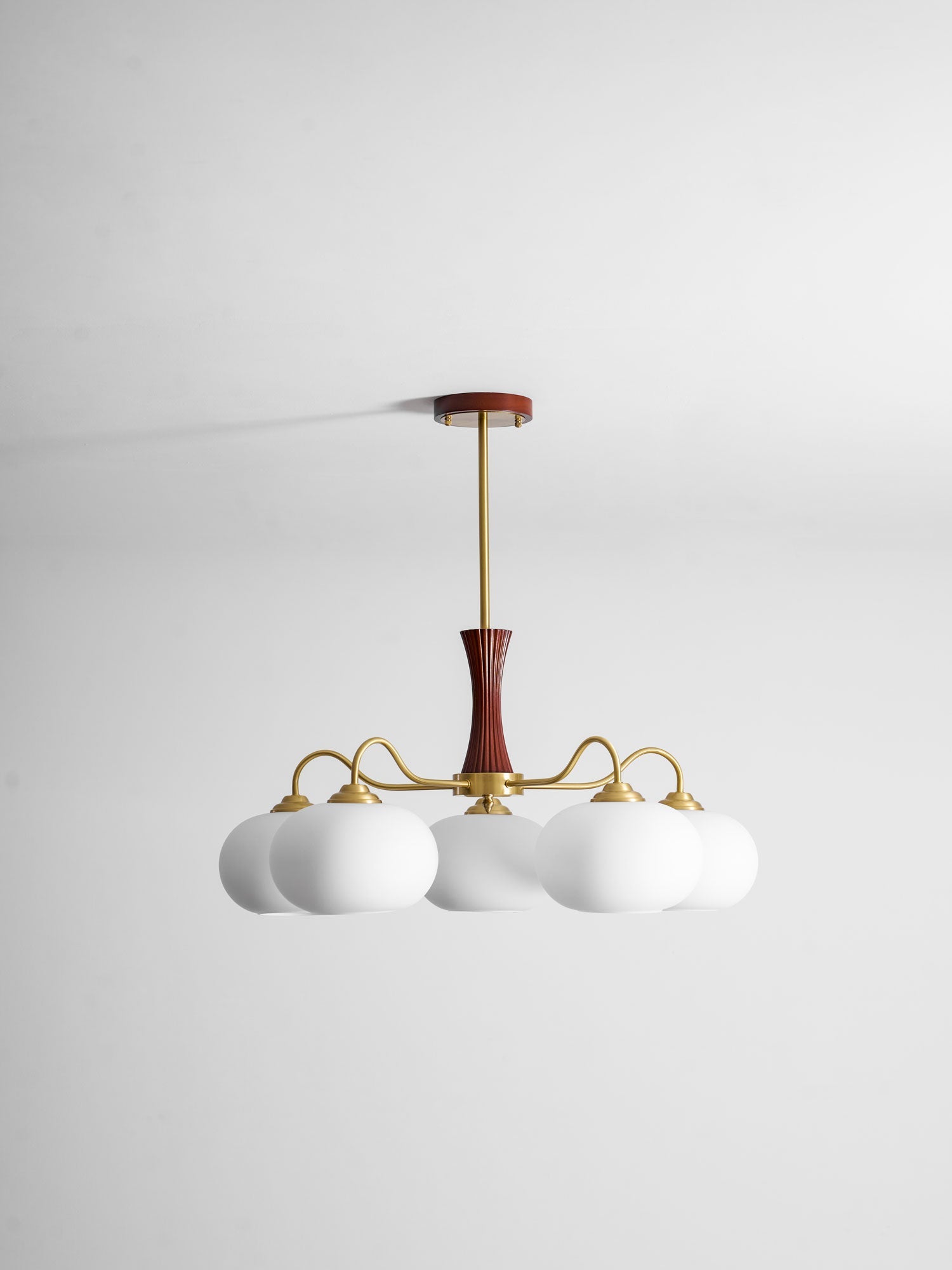 Persimmon Brass & Walnut Chandelier