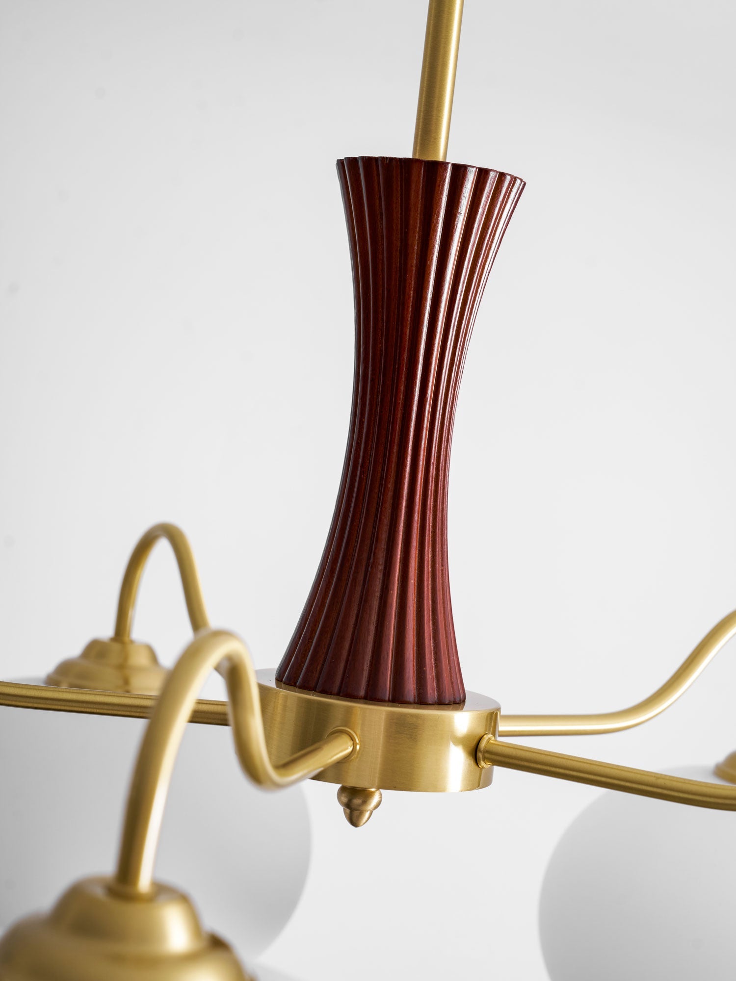Persimmon Brass & Walnut Chandelier