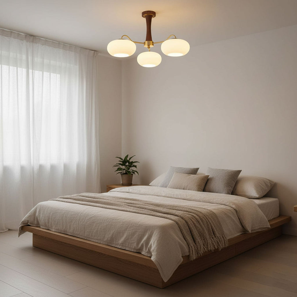 Persimmon Brass & Walnut Chandelier