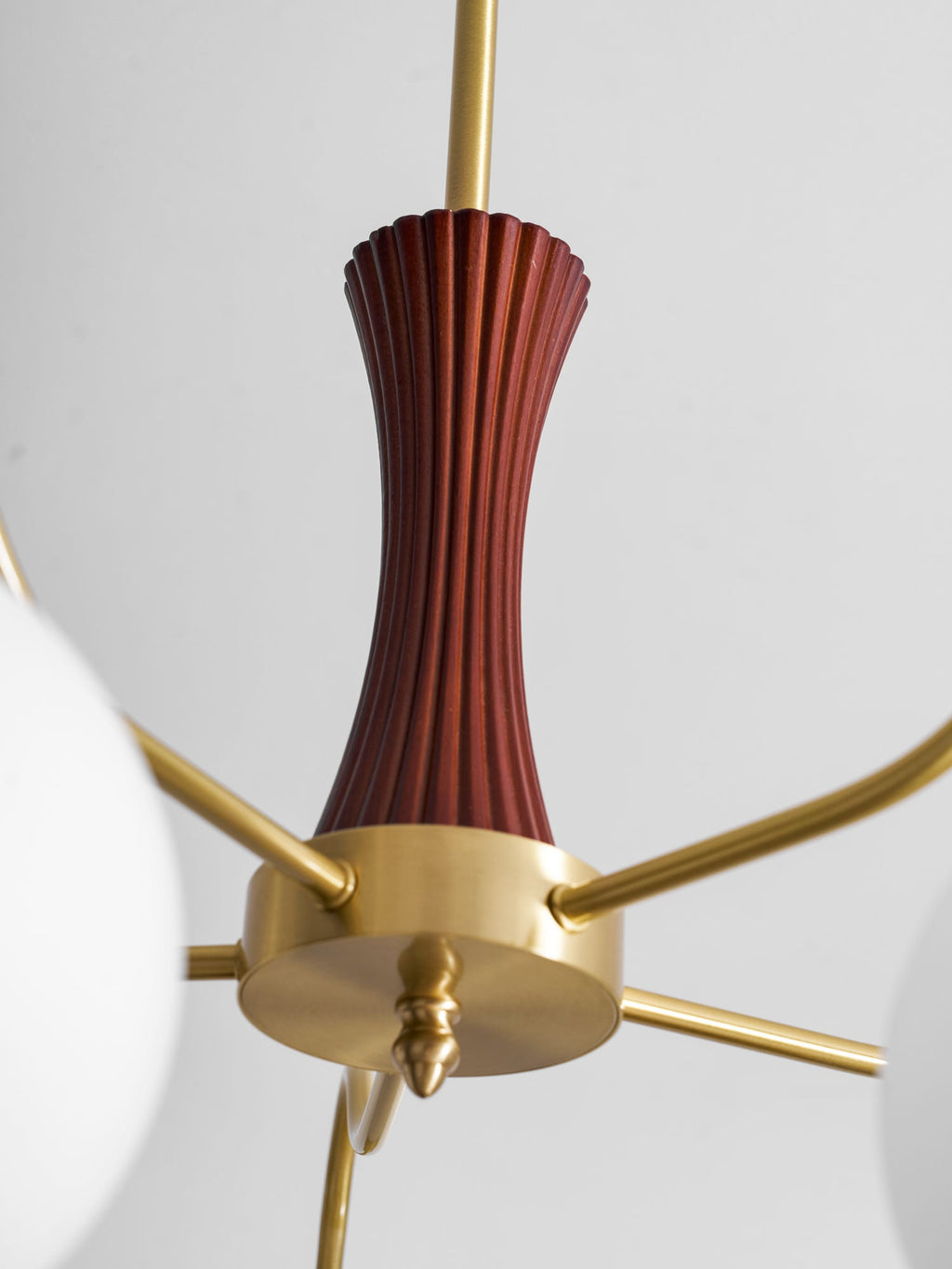 Persimmon Brass & Walnut Chandelier