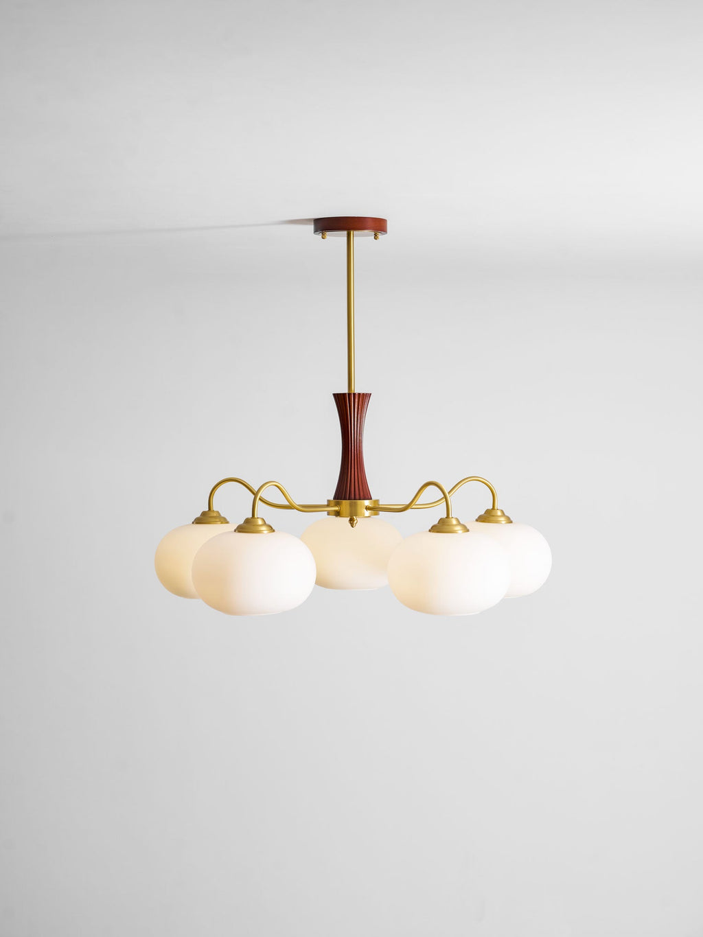 Persimmon Brass & Walnut Chandelier