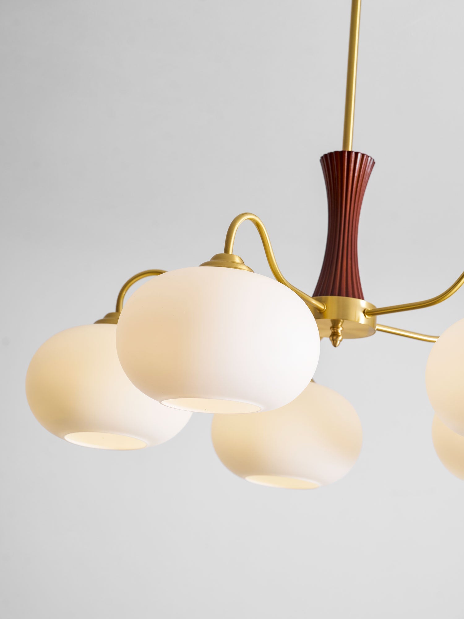 Persimmon Brass & Walnut Chandelier