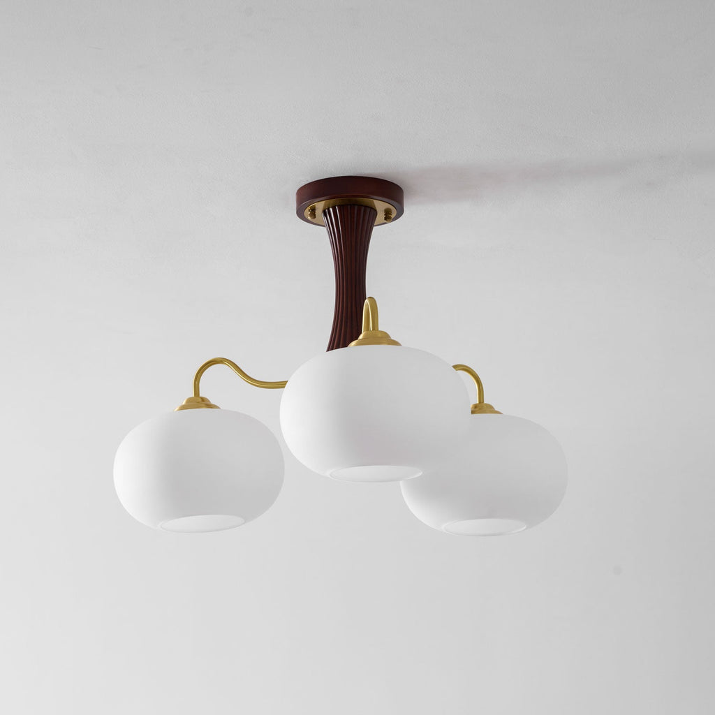 Persimmon Brass & Walnut Chandelier