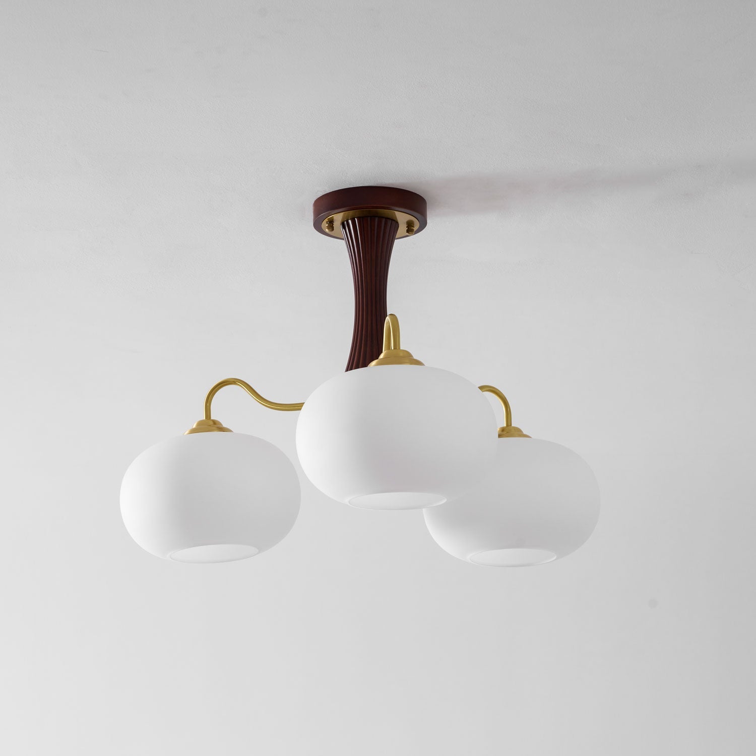 Persimmon Brass & Walnut Chandelier