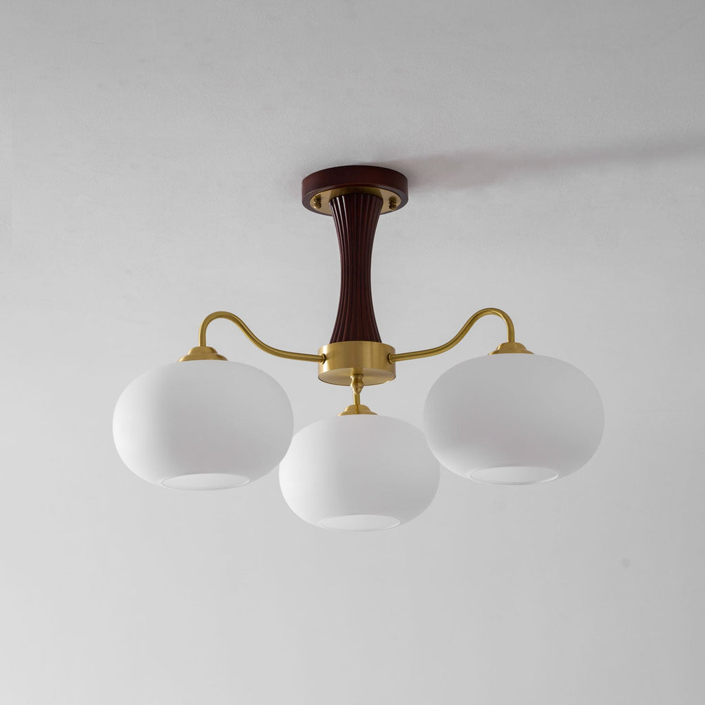 Persimmon Brass & Walnut Chandelier