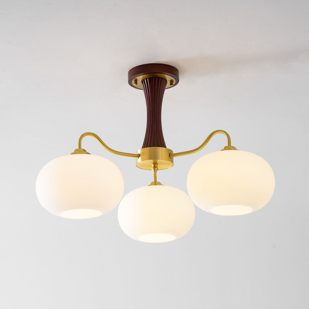 Persimmon Brass & Walnut Chandelier