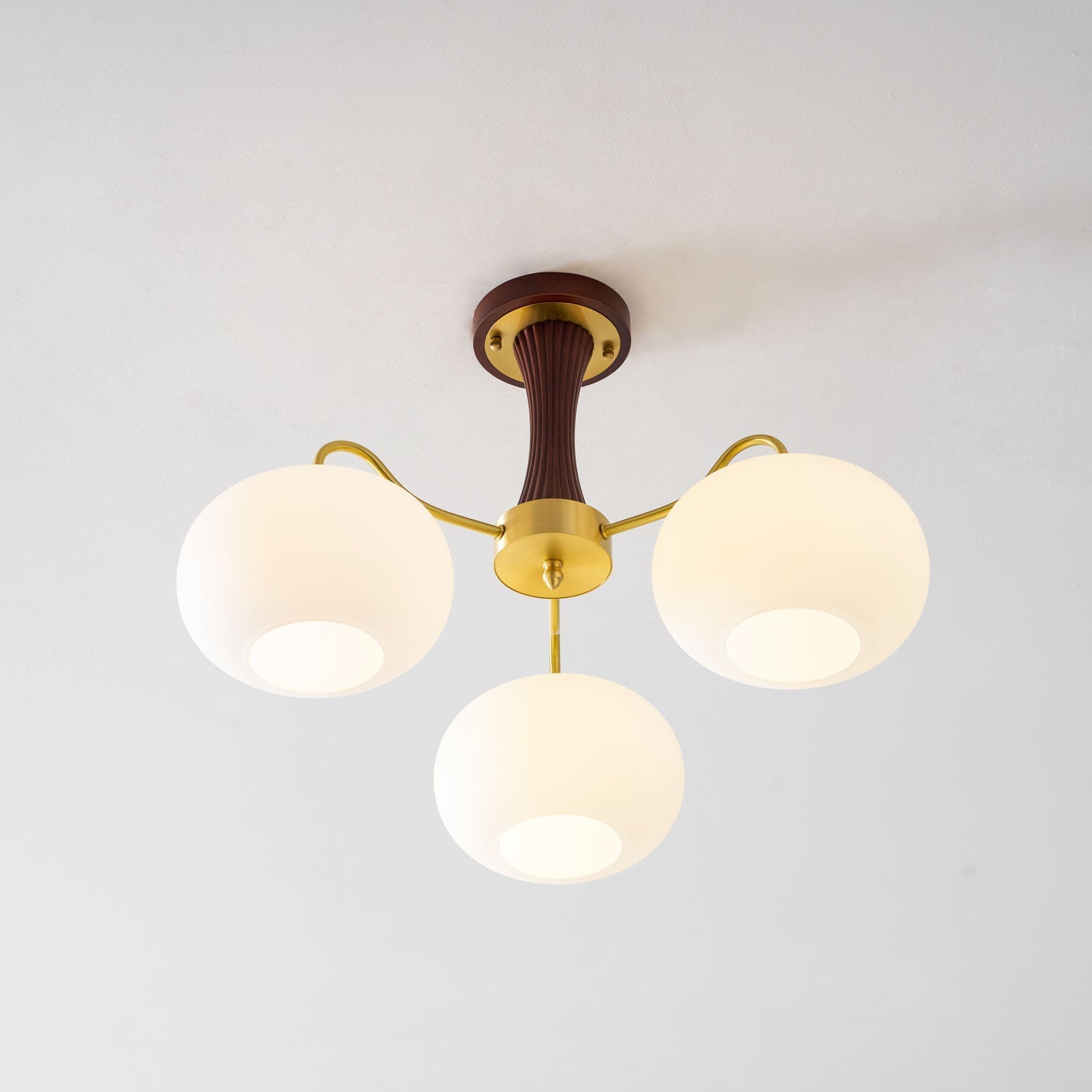 Persimmon Brass & Walnut Chandelier