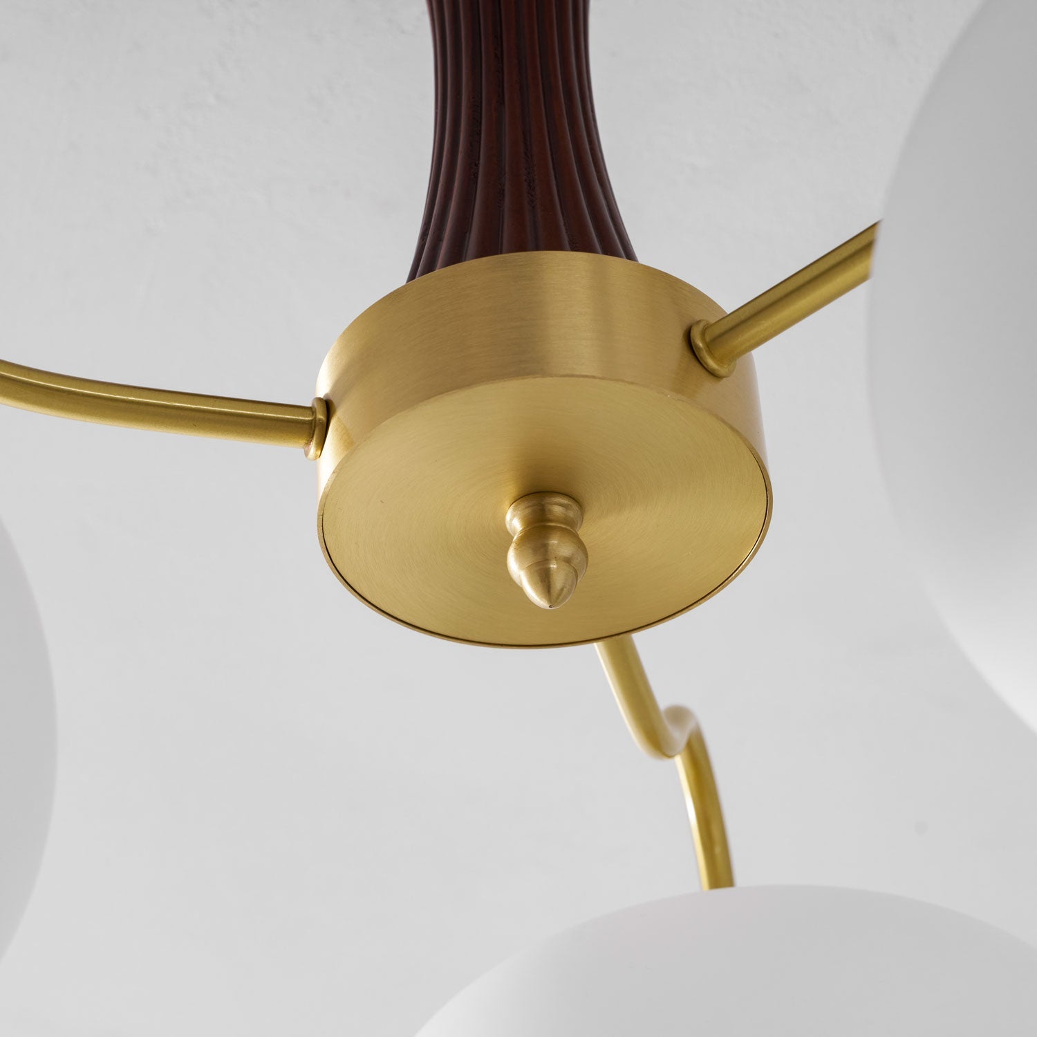 Persimmon Brass & Walnut Chandelier
