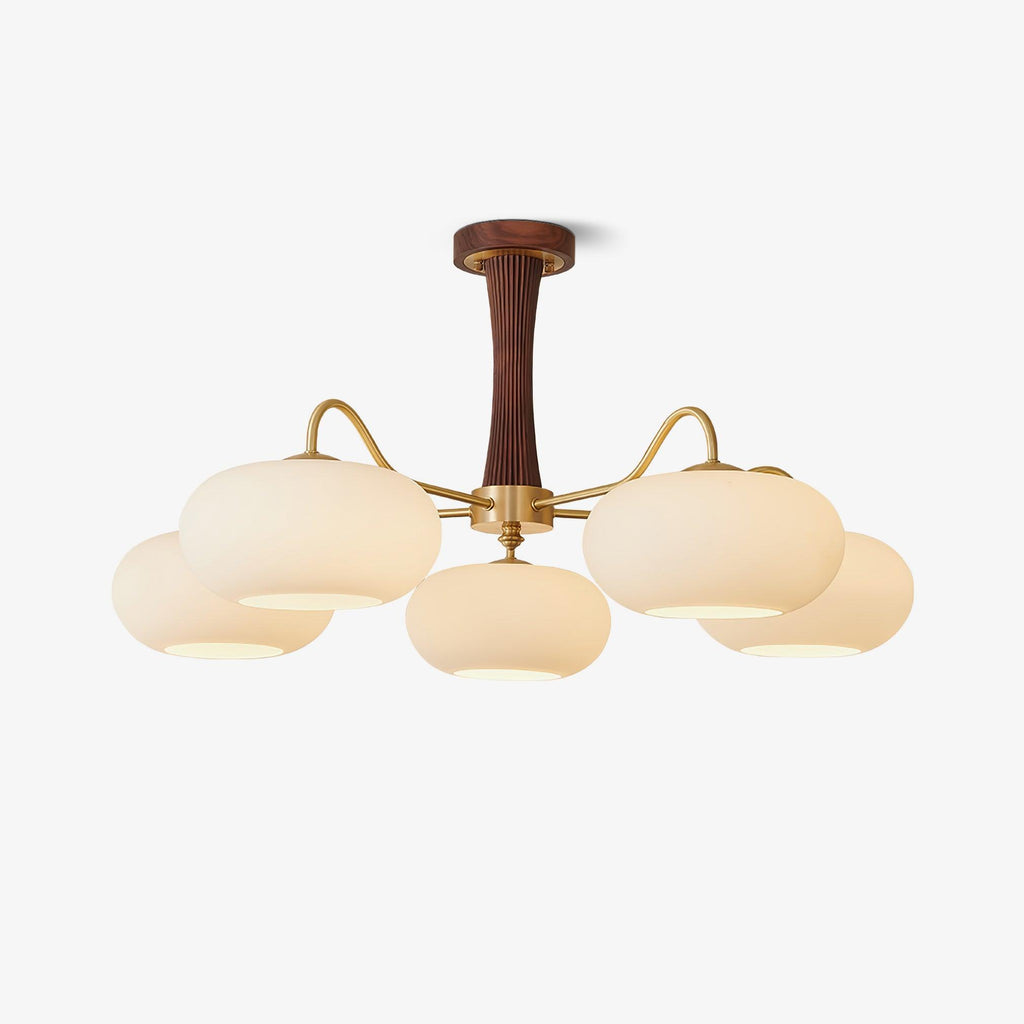 Persimmon Brass & Walnut Chandelier