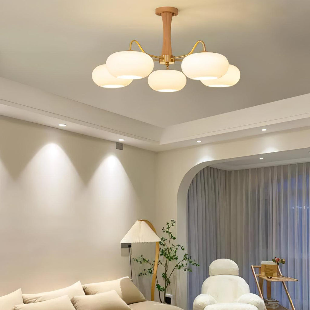 Persimmon Brass & Walnut Chandelier