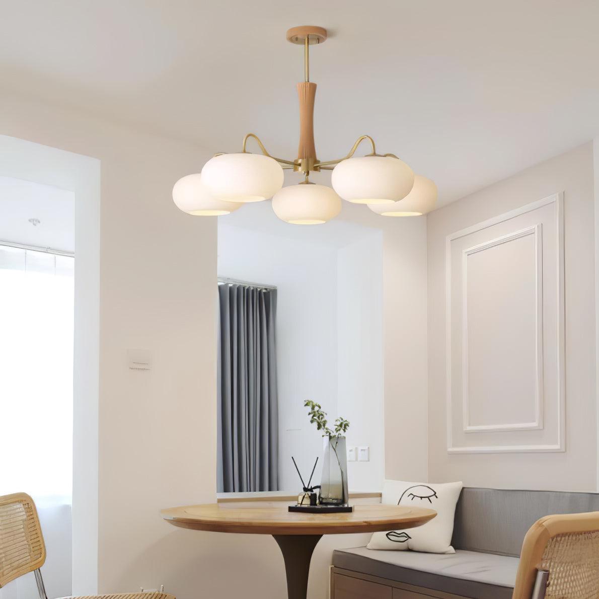 Persimmon Brass & Walnut Chandelier