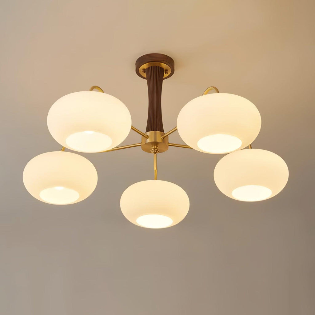 Persimmon Brass & Walnut Chandelier