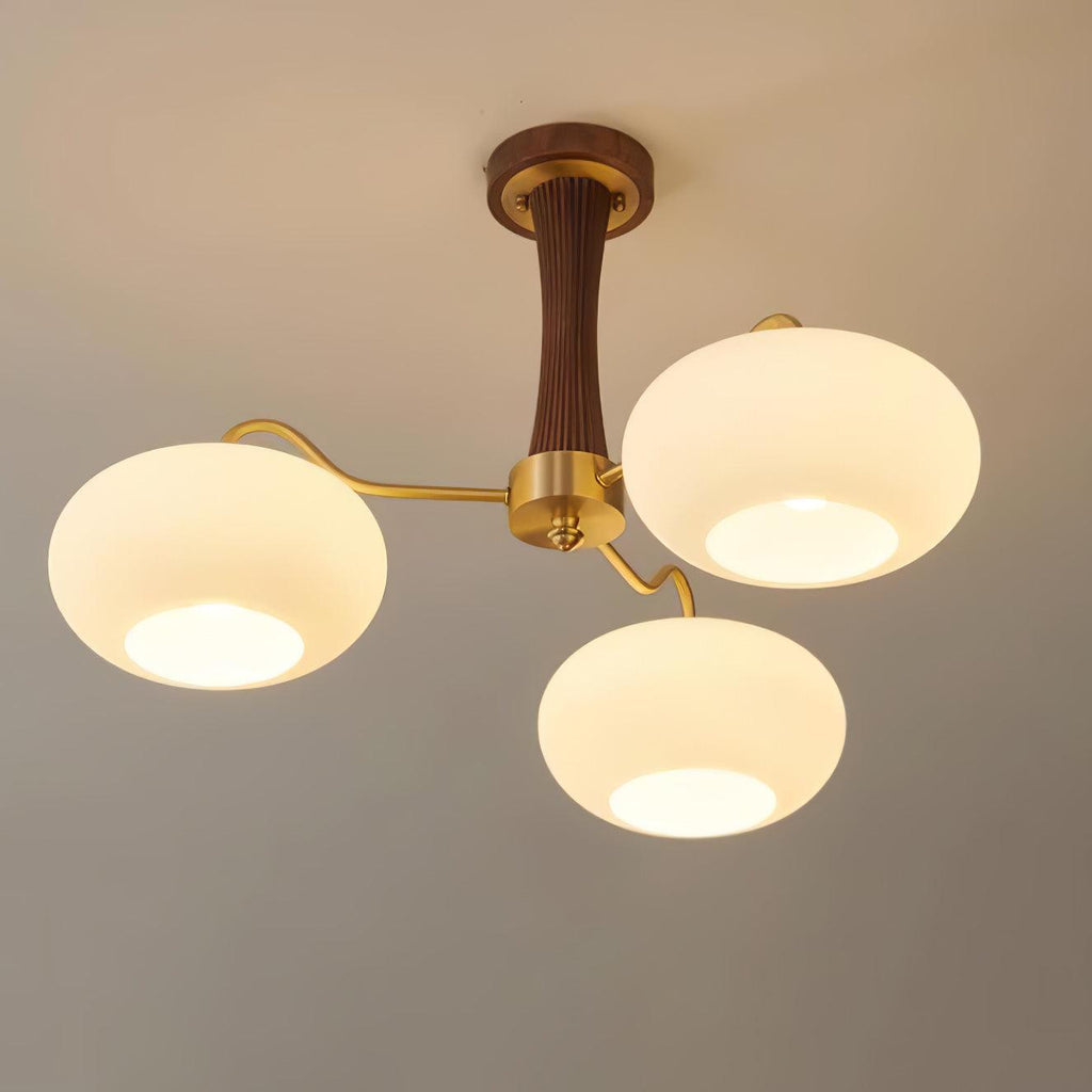 Persimmon Brass & Walnut Chandelier