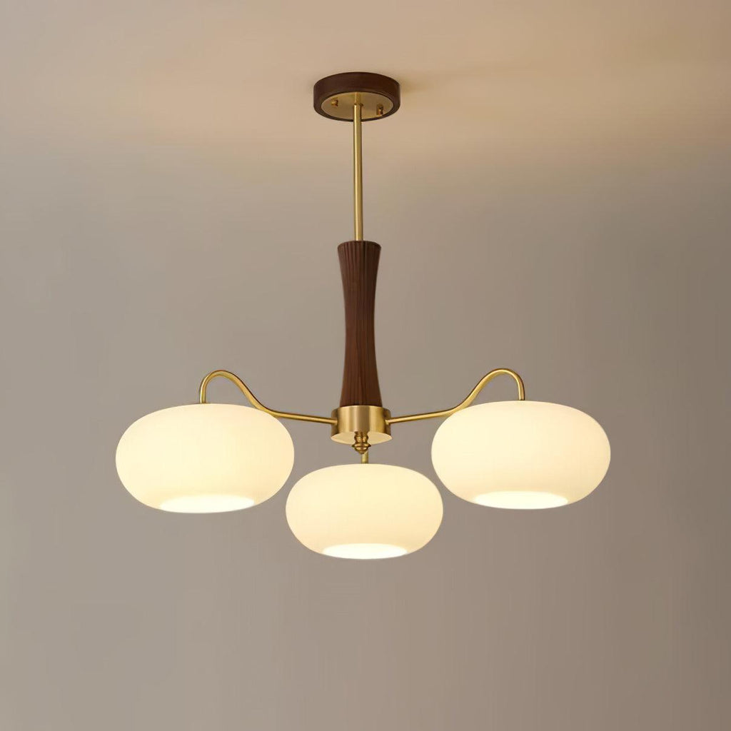Persimmon Brass & Walnut Chandelier
