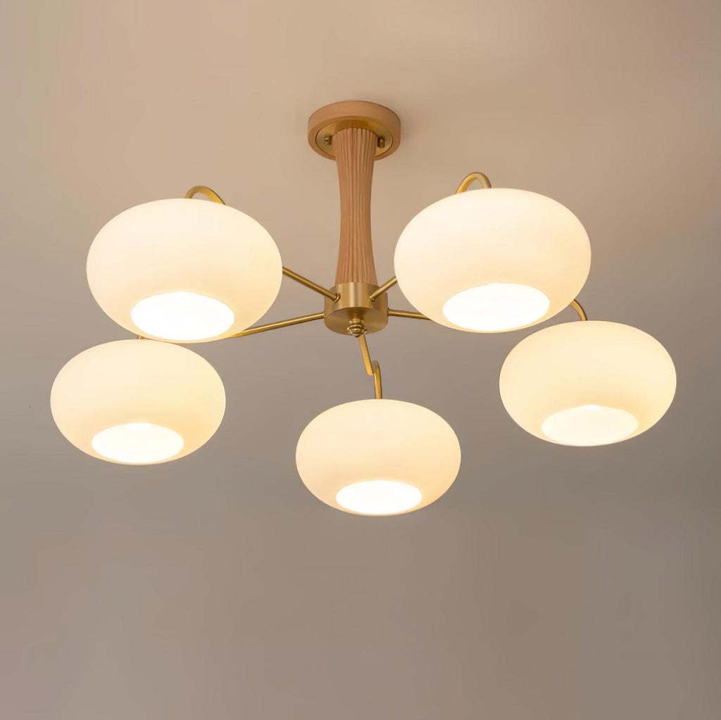 Persimmon Brass & Walnut Chandelier
