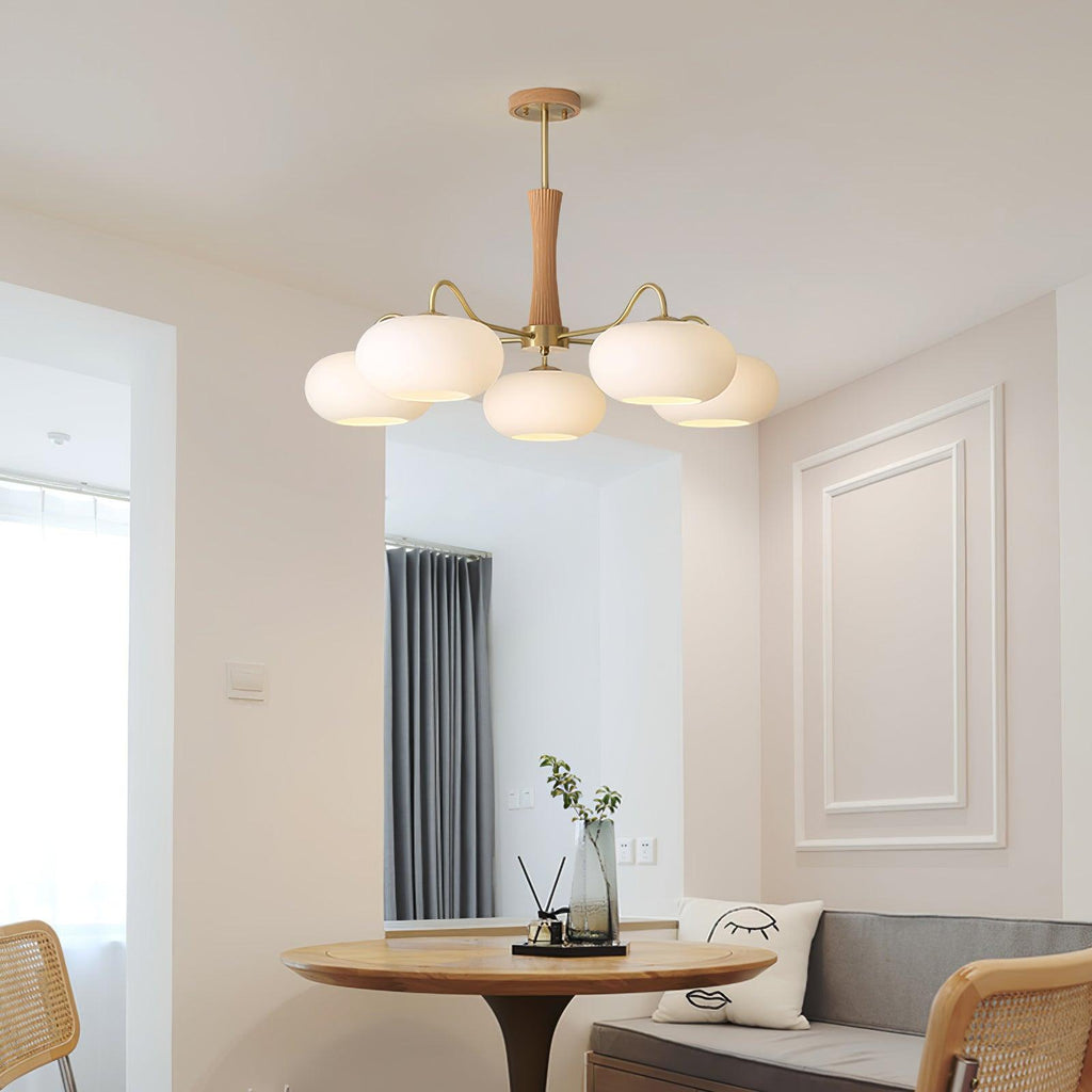 Persimmon Brass & Walnut Chandelier