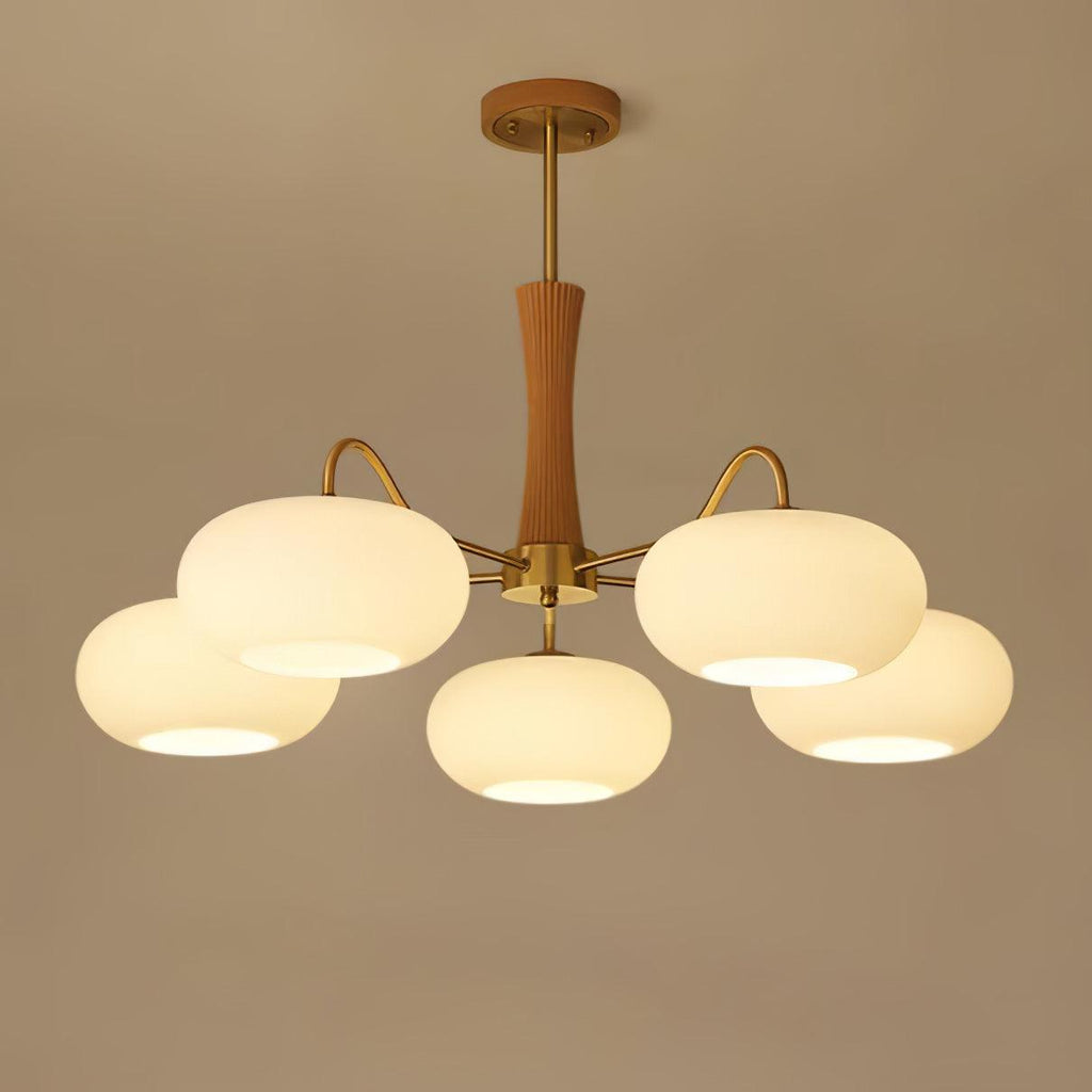 Persimmon Brass & Walnut Chandelier