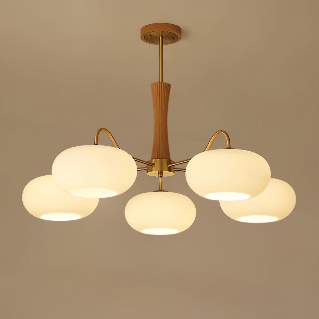 Persimmon Brass & Walnut Chandelier