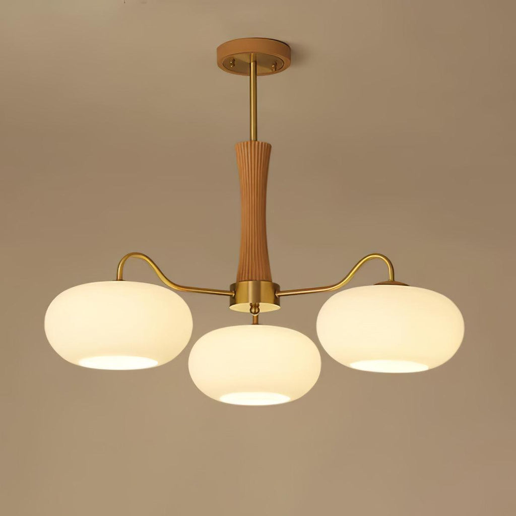 Persimmon Brass & Walnut Chandelier