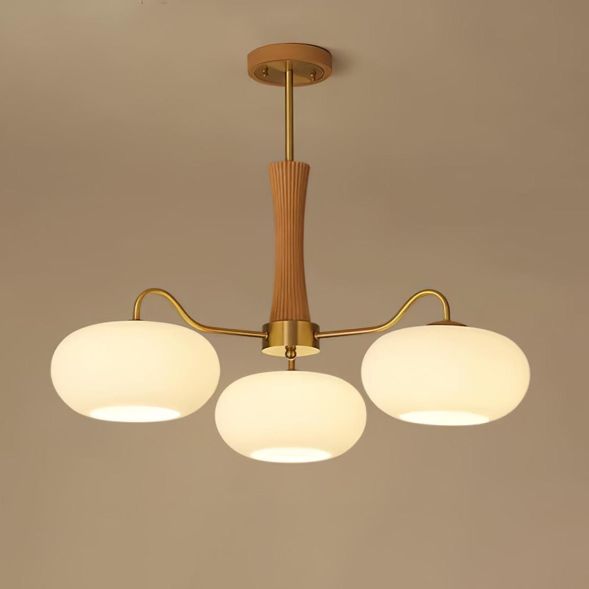 Persimmon Brass & Walnut Chandelier