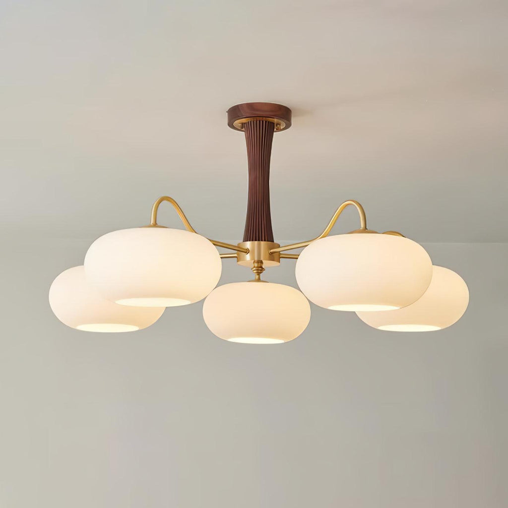 Persimmon Brass & Walnut Chandelier