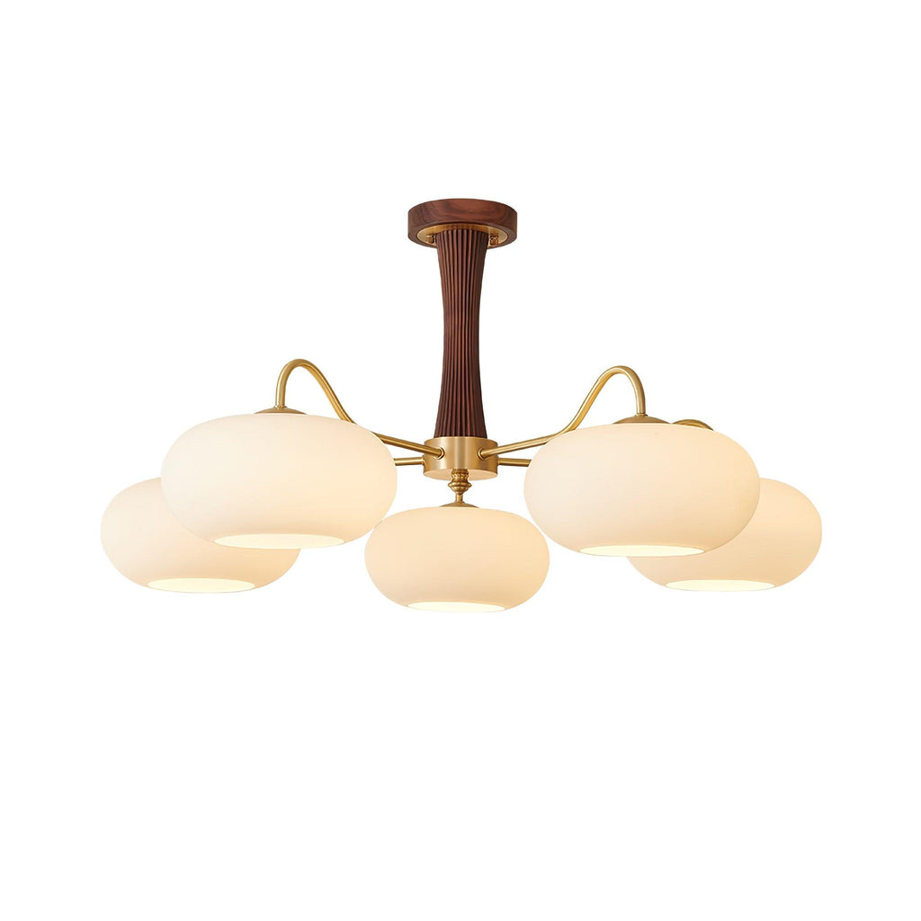 Persimmon Brass & Walnut Chandelier