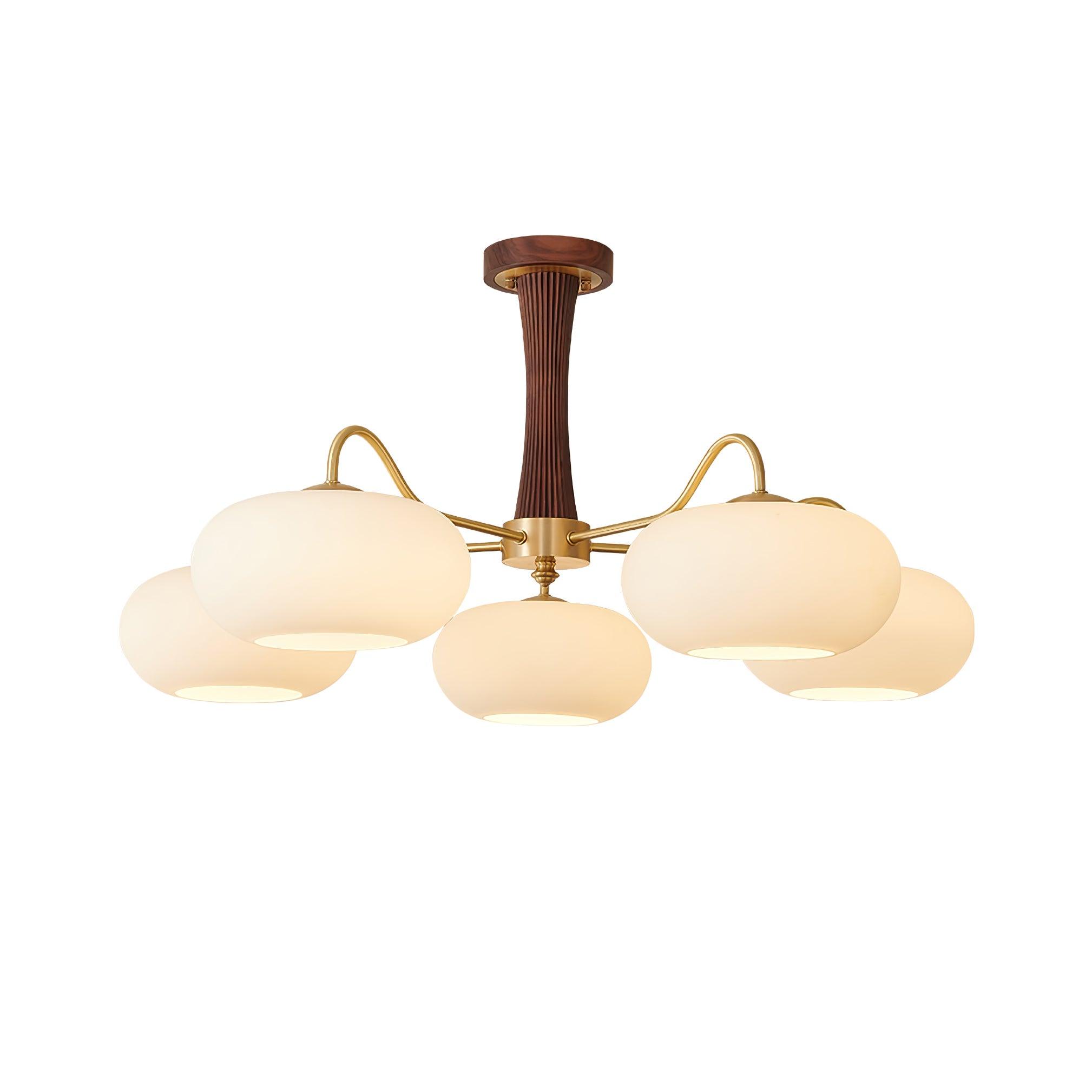 Persimmon Brass & Walnut Chandelier