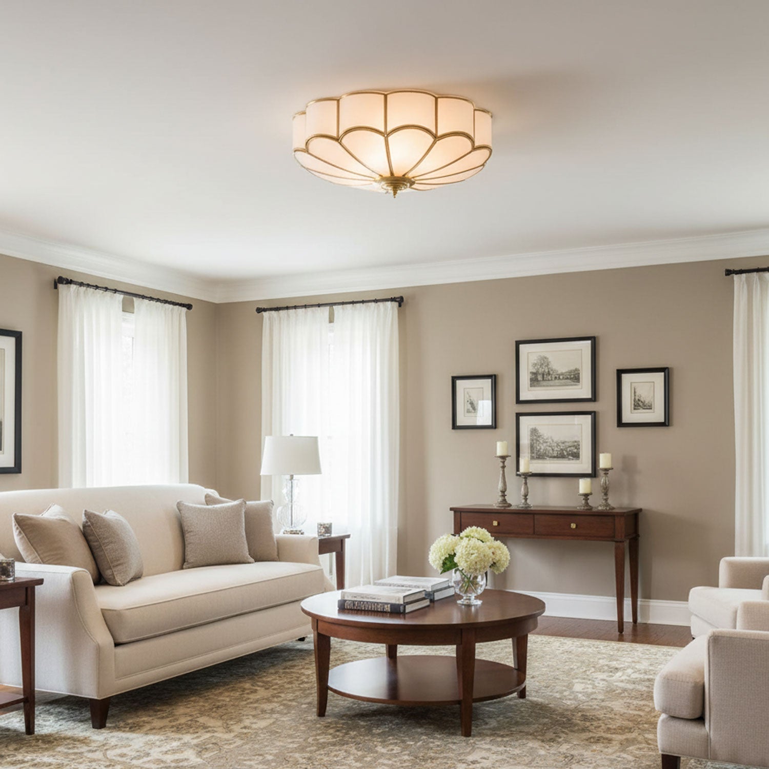 Fiore Glass Flush Ceiling Light