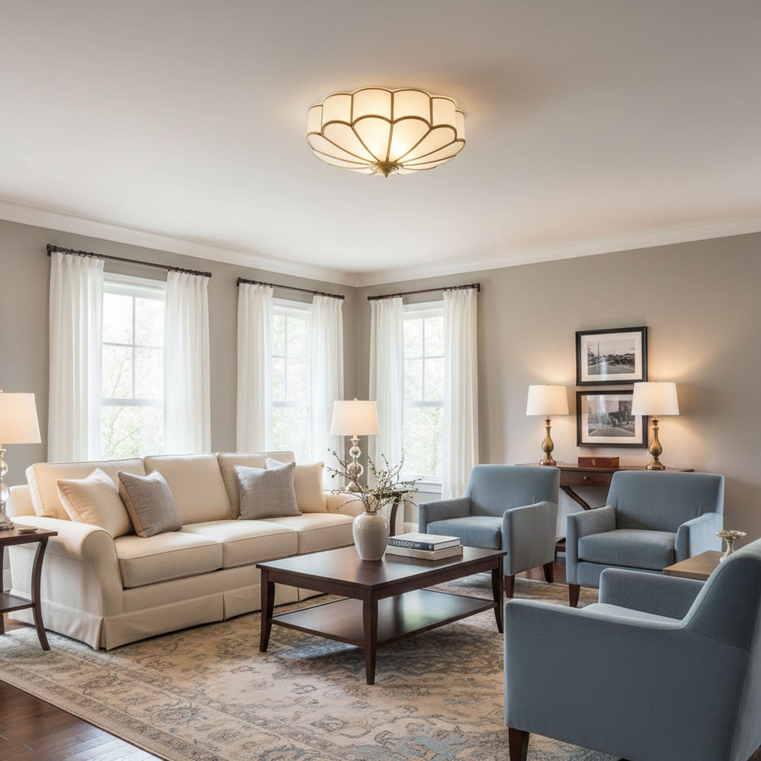Fiore Glass Flush Ceiling Light