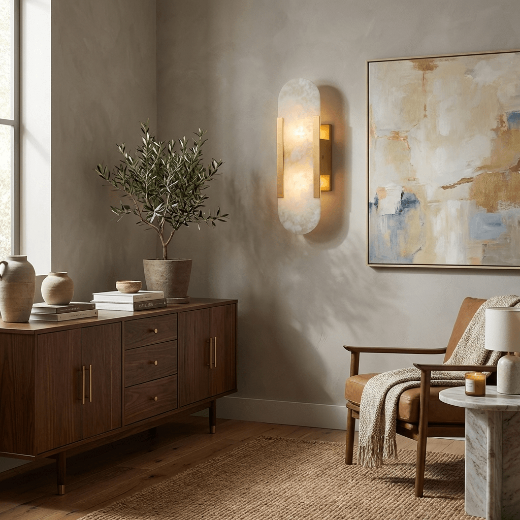 Alba Oblong Alabaster Wall Sconce