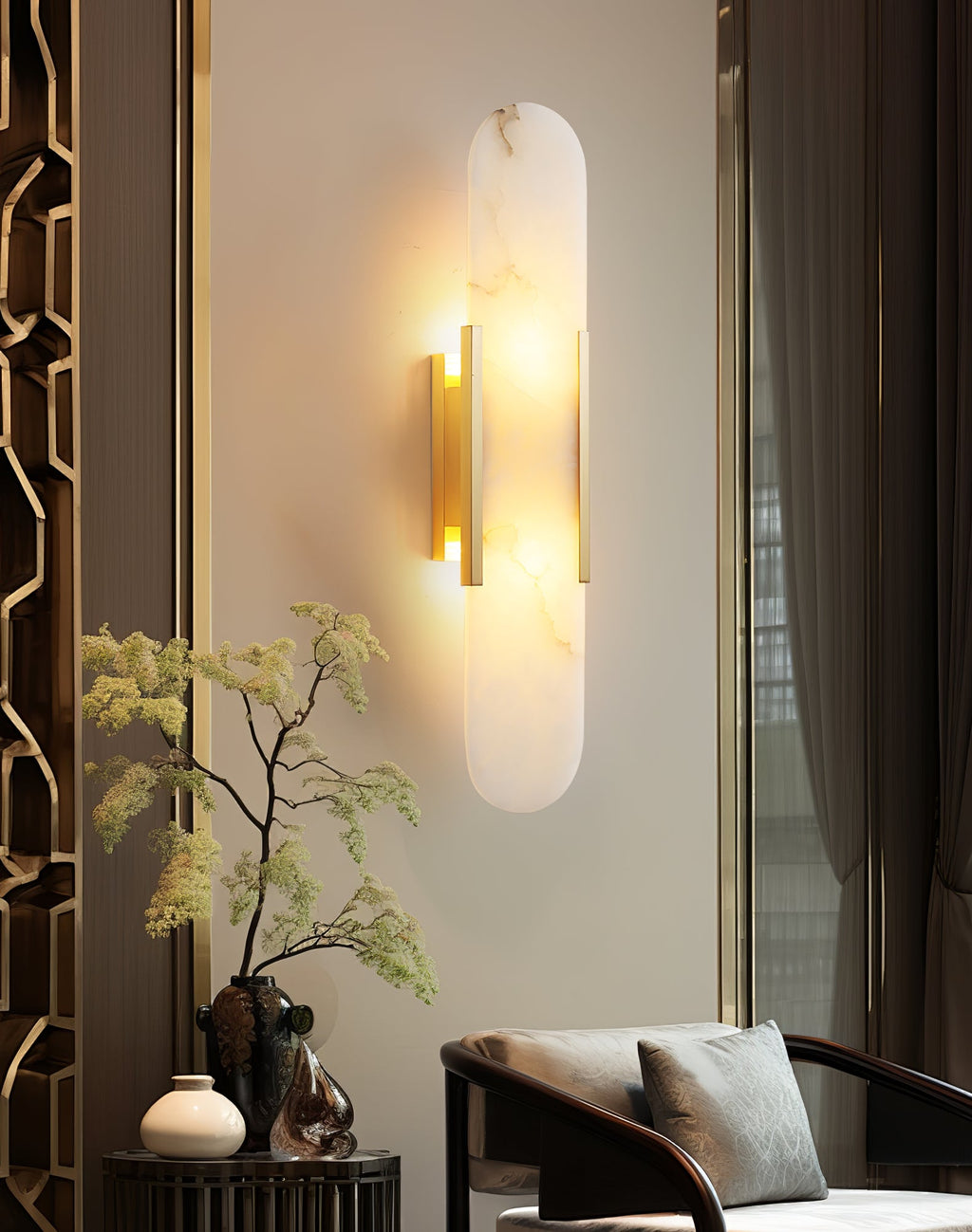 Alba Oblong Alabaster Wall Sconce
