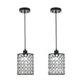 2-Pcs Crystal Pendant Light Minimalist Cylinder Decorative Light