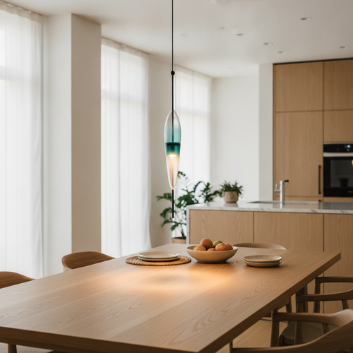 1 Bulb Gradient Blue Glass Pendant Light lifestyle editorial