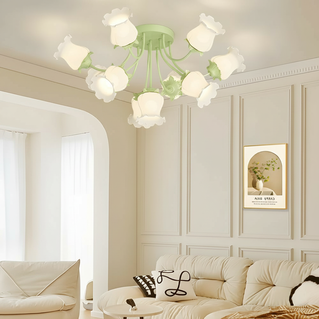 10 White Flowers 3 Step Dimming Creative Modern Ceiling Light Fixture
