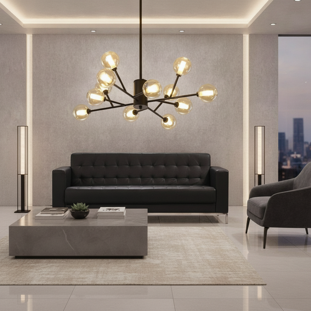 12 Bulbs Glass Sputnik Shaped LED Nordic Pendant Light Hanging Lamp Island Lights