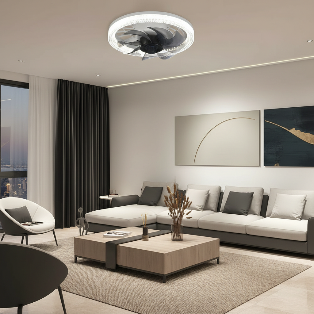 12.2 in. Low Profile 7 Blades LED Flush Mount Ceiling Fan