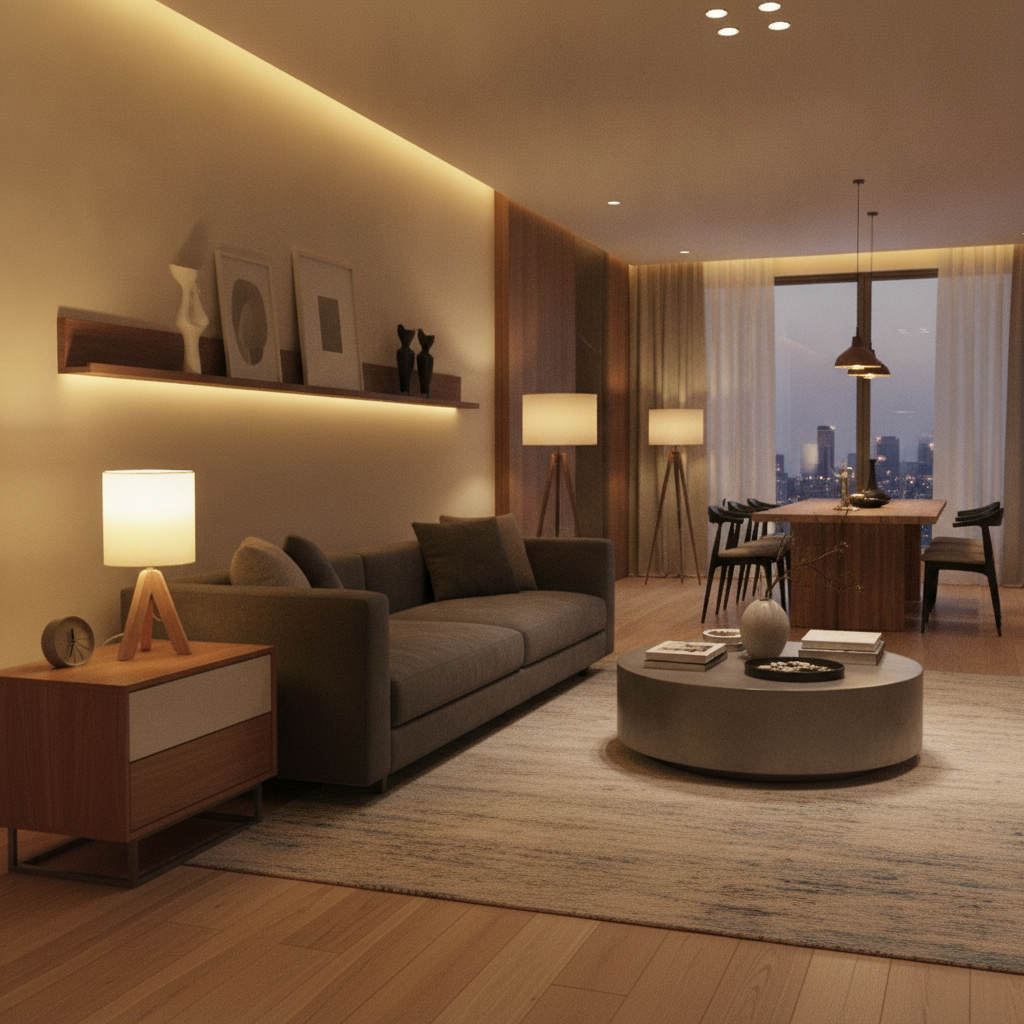 15 inch Wood Modern Tripod Table Lamp