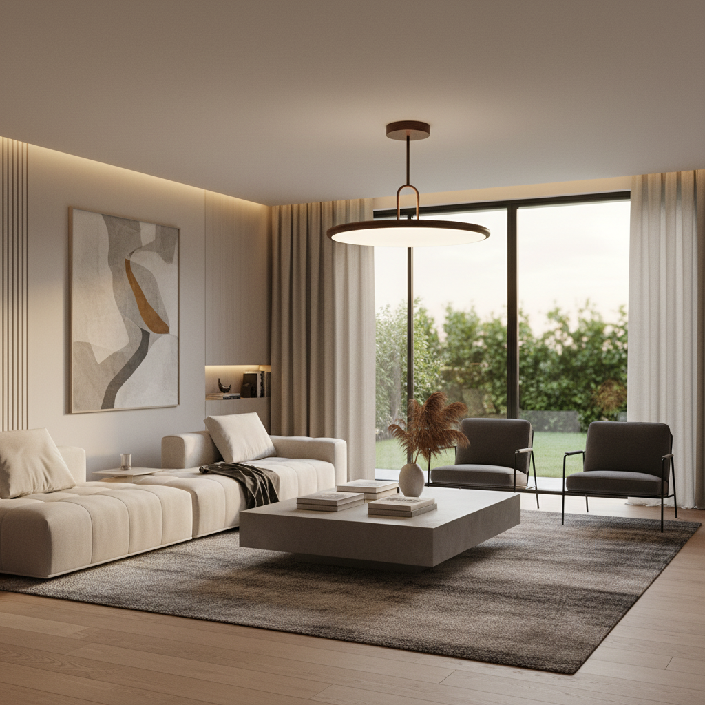 15.7/19.7-in Wood Grain Round Semi Flush Mount Ceiling Light