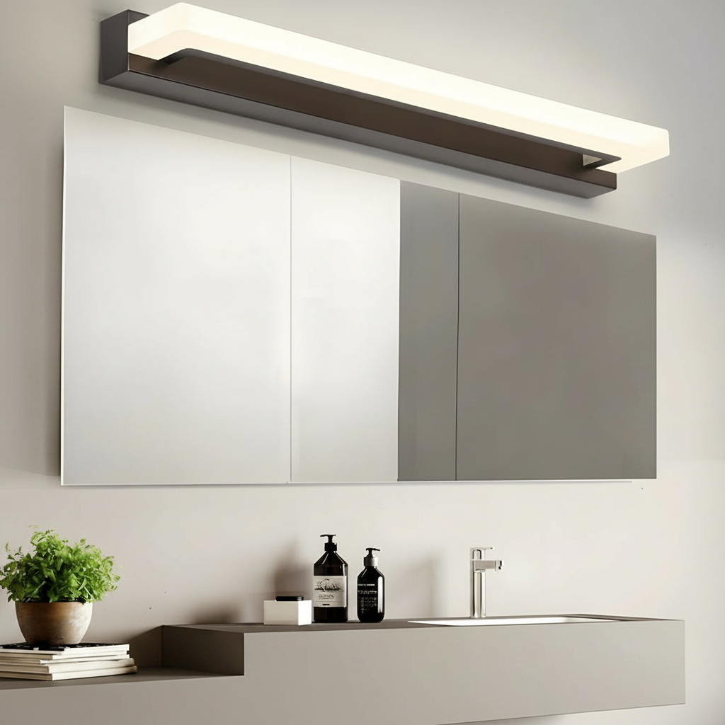 15.74'' Linear LED Vanity Light Black Bathroom Fixture with Mesh Light Filter