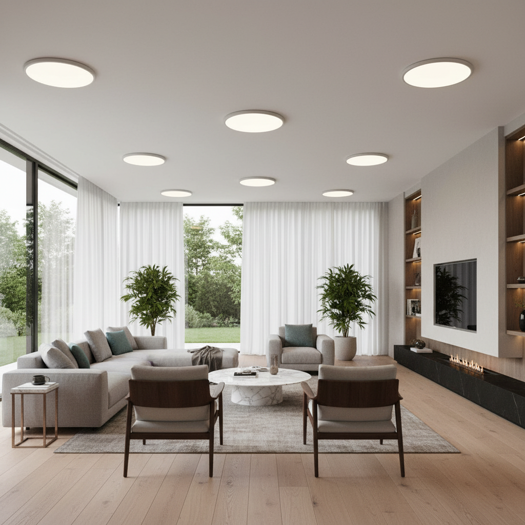 16'' Modern LED Geometric Circle Black Flush Mount Ceiling Lights with Black White Edge