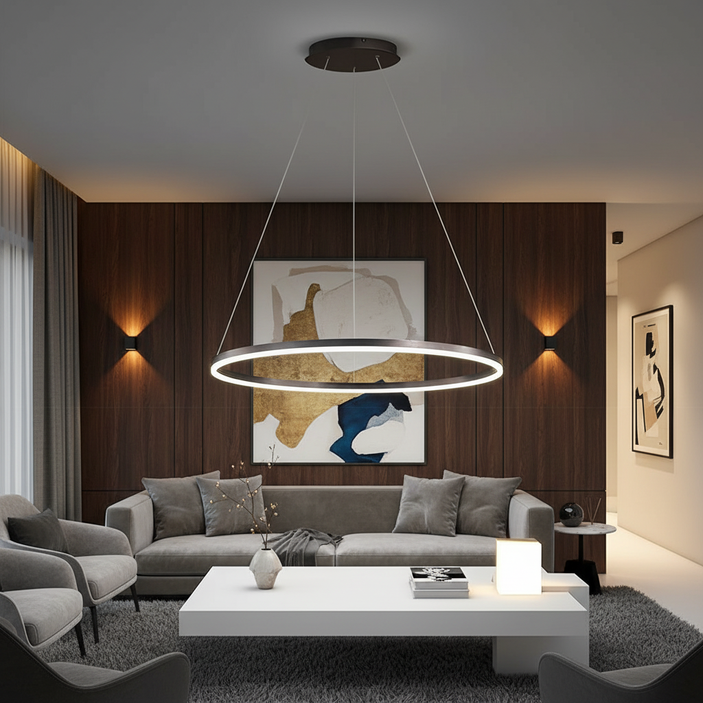 16'' Simple Circle Single Pendant Light Acrylic Pendant Lighting