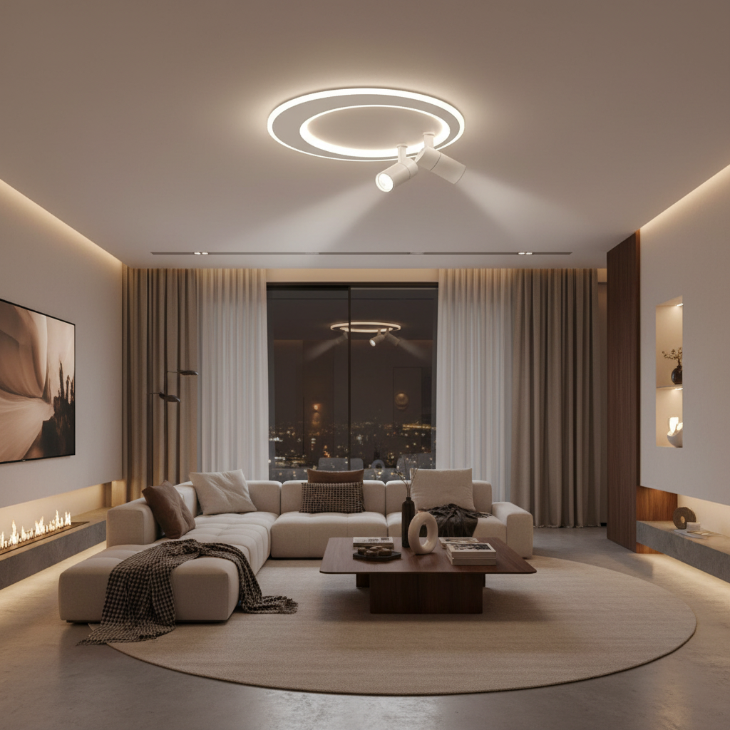 18'' LED Circular Flush Mount Modern Lighting with Spotlight