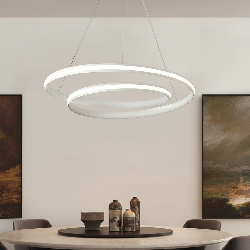 18'' Spiral-shaped LED Dimmable White Modern Adjustable Pendant Lights