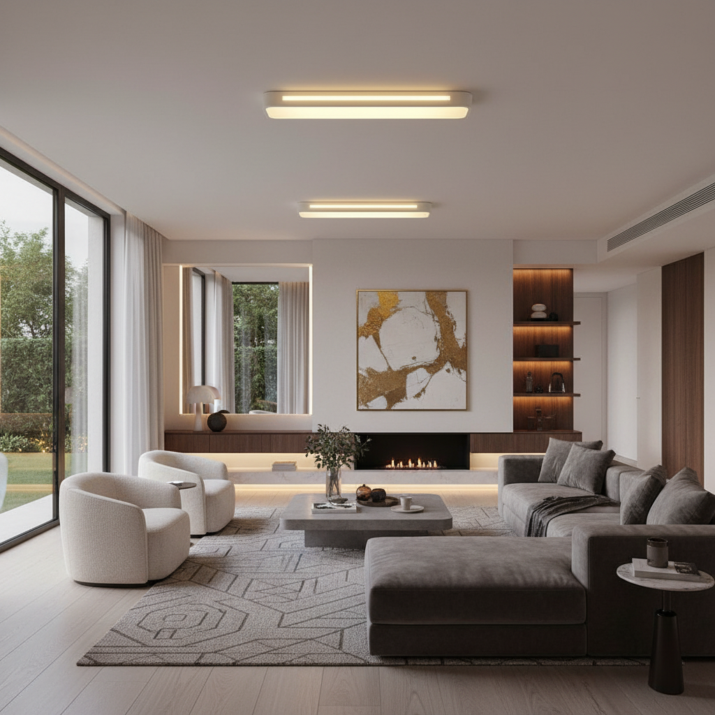 19 in. W 1-Light Long Oval LED Flush Mount Minimalist Rectangular Ceiling Light