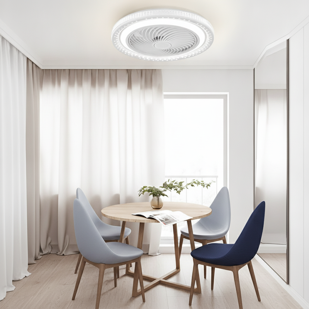 19.7" Bladeless Ceiling Fan with LED Light and Remote