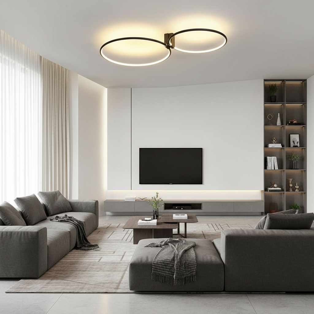 2 Circle Metal Abstract LED Flush Mount Ceiling Light for Bedroom