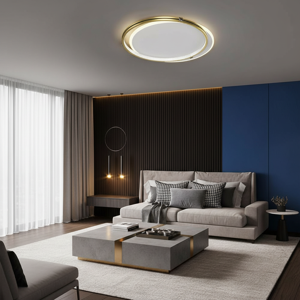 2 Circle Metal Dimmable LED Modern Ceiling Light Flush Mount Lighting