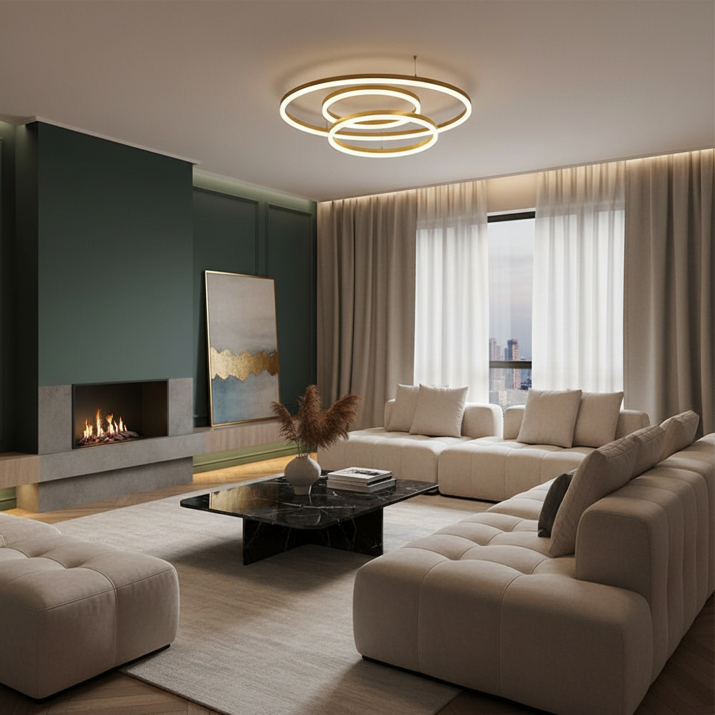 2 Circles Dimmable LED Modern Flush Mount Lighting Ceiling Light Fixture